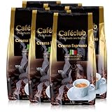 Cafeclub Crema Espresso Kaffee-Bohnen 1kg - Für Kaffeevollautomaten (6er Pack)