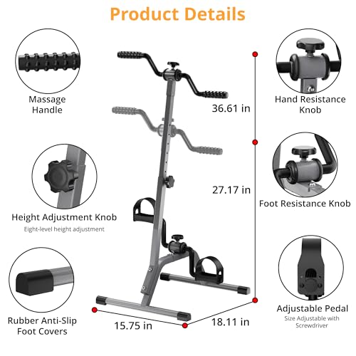 Image of Adjustable Legs Arms Pedal Exerciser Bike for Seniors - Hand Arm Leg and Knee Therapy, Stroke Recovery, Portable Fitness Equipment for Total Body Workout Cardio Exercise - Great Gift for Elderly Rehab