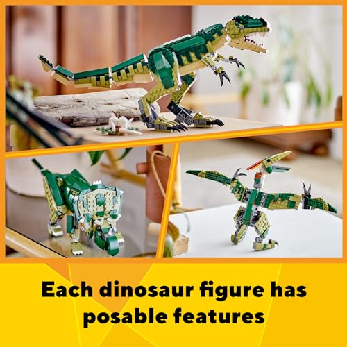 LEGO Creator 3-in-1 T-Rex Building Set for Kids 9+ - 3 Models: T-Rex, Triceratops, Pterodactyl - Great Gift for Christmas or Birthdays - 31151