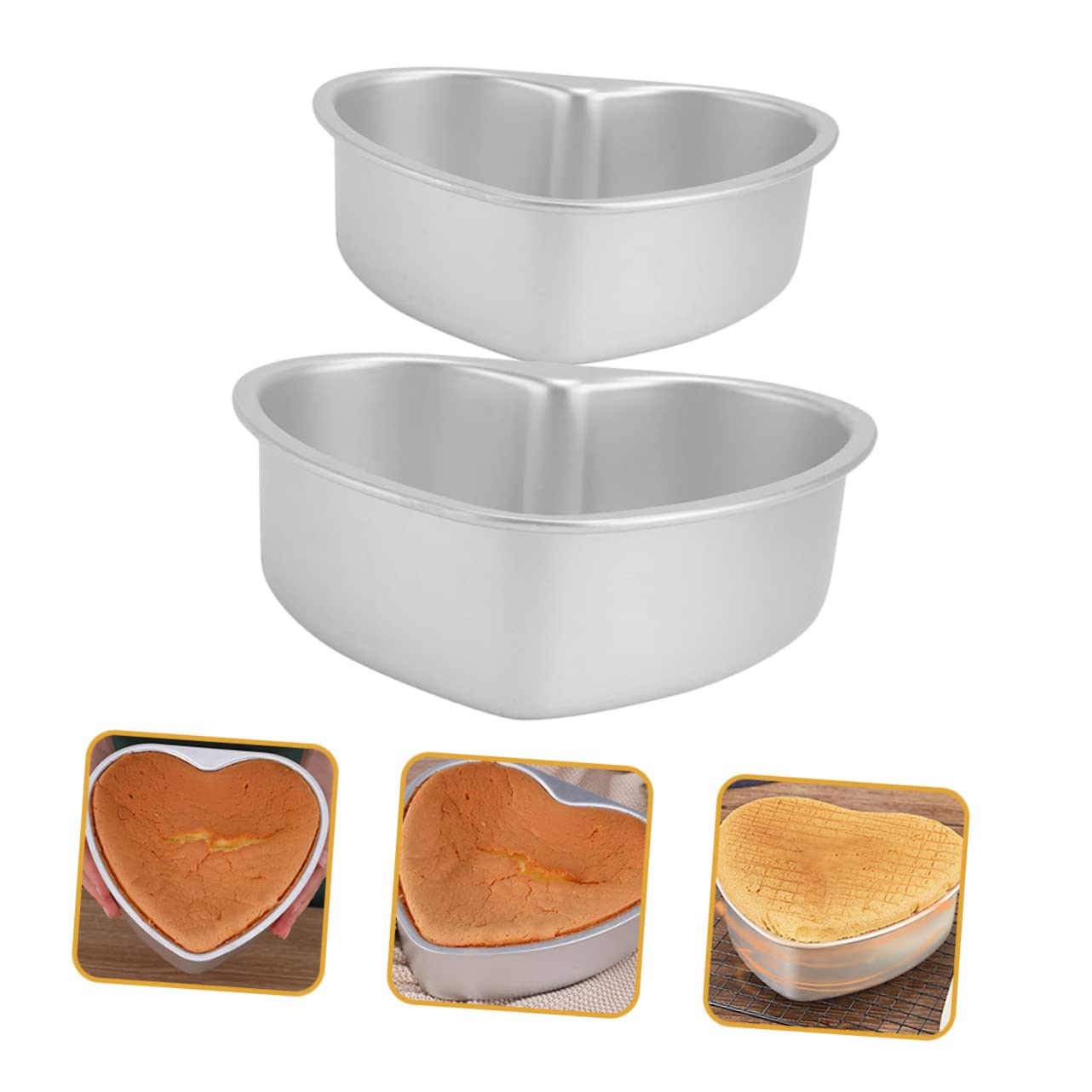 TOPBATHY 6 Pièces Moule à gâteau coeur vacance the holiday moules à en forme de coeur casserole en acier inoxydable mousse moules à pâtisserie moule de cuisson micro-ondes mariage