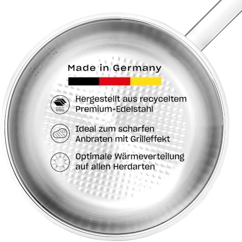 Fissler, Original-Profi Collection Pfanne (Ø 28 cm), Edelstahl, unbeschichtet, novogrill Bratfläche, Innenskalierung, Induktion