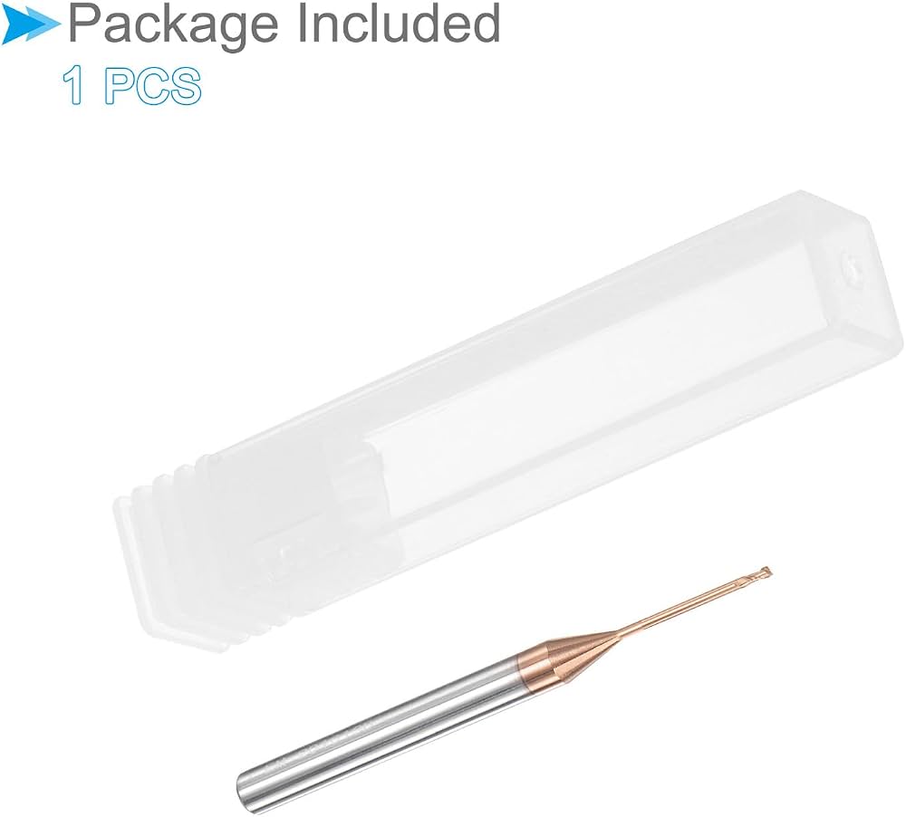 1mm Square Nose End Mill - 4 Flute, Titanium Coated, Long Reach Carbide Bit For CNC & Engraving