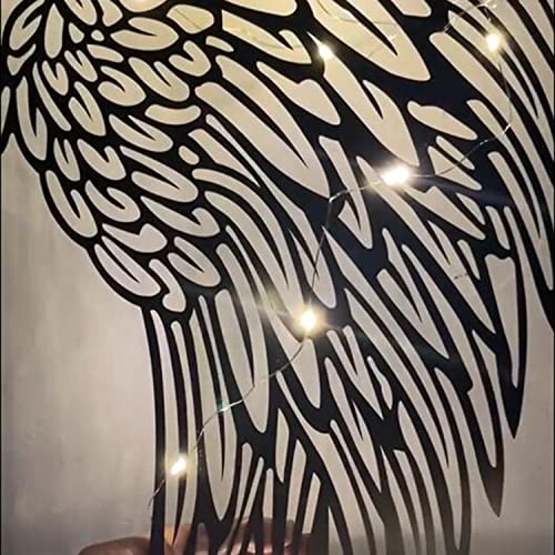Ueidihi Light Up Angel Wings Wall Decor, Led Angel Wing Wall Hanging, Black Metal Wings Sculpture Decoration For Home Living Room,With Lights,12” #TOP4