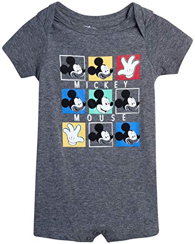 Disney Baby Boys' Mickey Mouse 2 Pack Short Sleeved Romper With Snap Closure (Newborn/Infant), Size 24 Months, Mickey Dark Grey/White Multi #TOP4