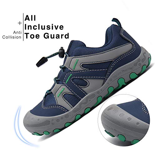 Mishansha Kids Hiking Shoes Girls Boys Toddler Outdoor Sneakers Anti-Collision Trail Running Shoe for Trekking Walking Climbing Dark Blue Size 10 Toddler