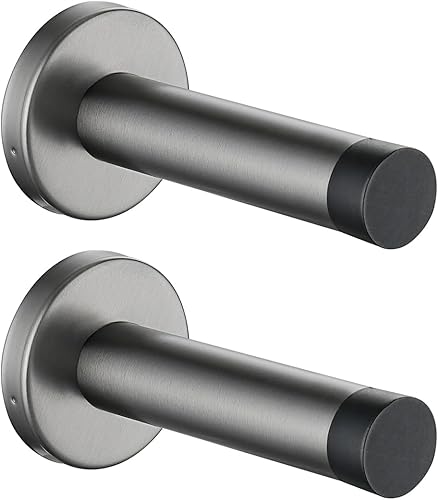 JQK DSB5-GY-P2 - Tope de puerta, acero inoxidable 304 de grosor de 0.039 pulgadas, amortiguador de sonido, tope de puerta, protector de pared,