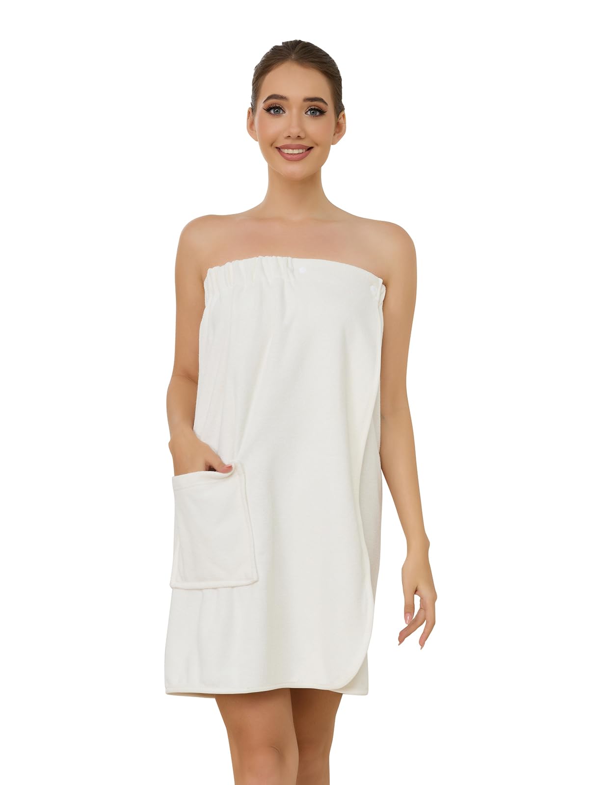 Air Curvey Women's Soft Wrap Towel Shower Wrap Robe Lightweight Spa Body Wrap Adjustable Closure Bathrobe With Pocket
