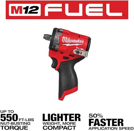 Milwaukee M12 FUEL Stubby 1/2 Inch Impact Wrench (Bare Tool)