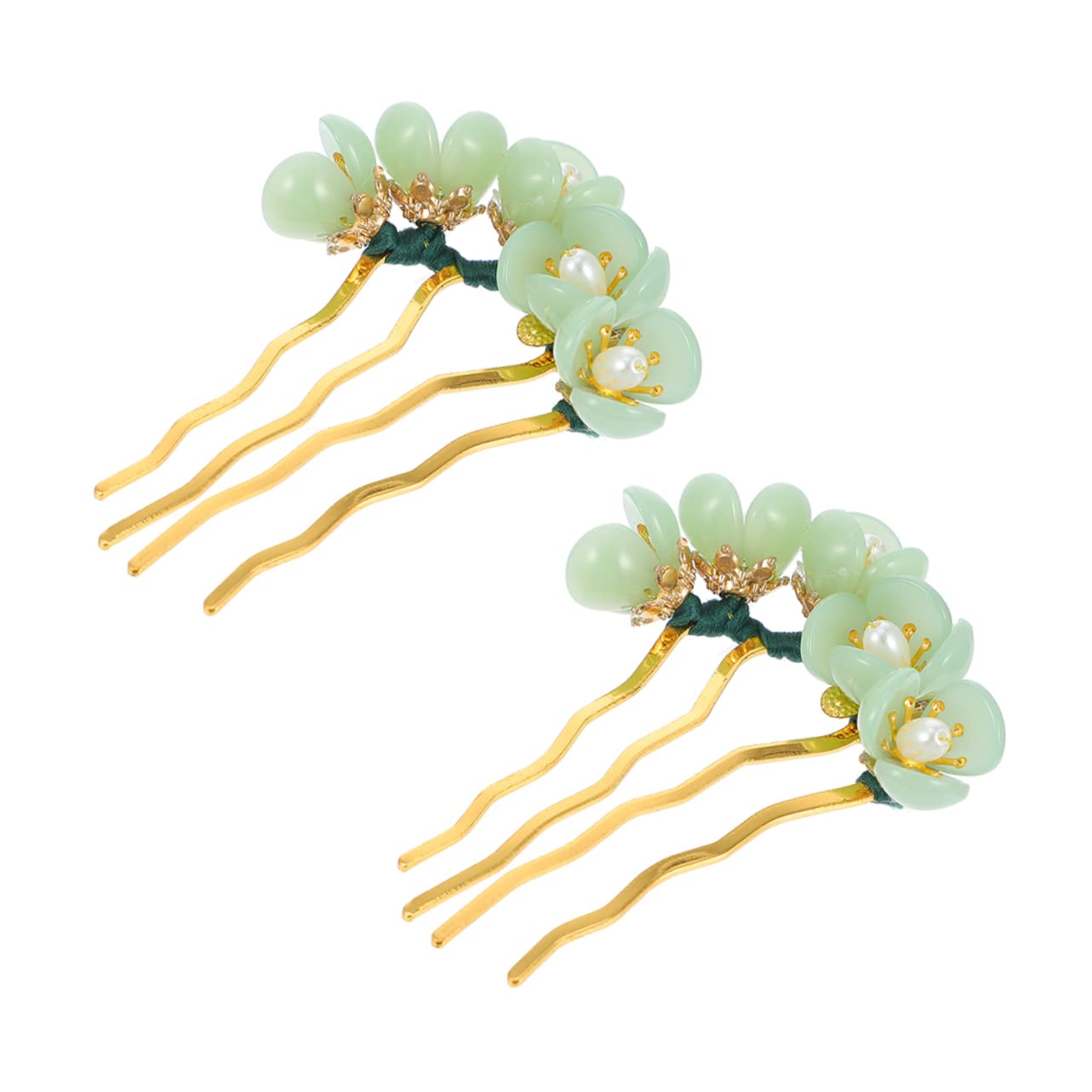 minkissy 2pcs Hairpin Hair Comb Clip Bun Hair Bride Classic Vintage Japanese Hair Pin Jade Hair Accessories Retro Decor Chinese Bridal Headdress Chinoiserie The Flowers Chopsticks Iron Miss