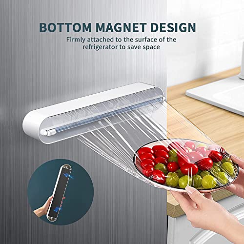 Refillable Magnetic Plastic Wrap Dispenser With Slide Cutter, Sturdy Food Cling Film Cutter, Press and Seal Wrap, 12" x 328' Roll BPA Free - Thumbnail 3