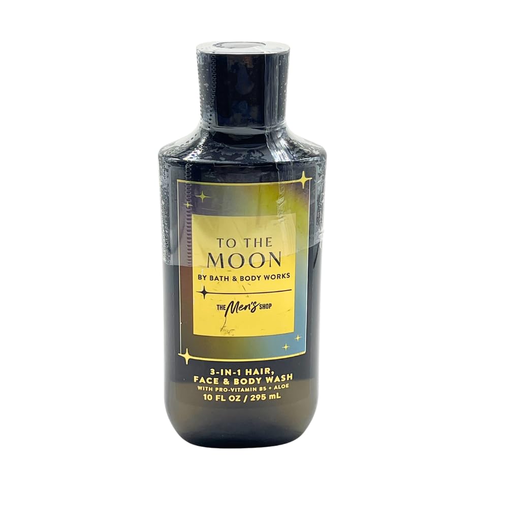 Bath & Body Works TO THE MOON Men's Body Spray, Body Cream & 3-in-1 Hair, Face & Body Wash- 3pc bundle Gift Set with a Blue Bow for Holidays - Full Size