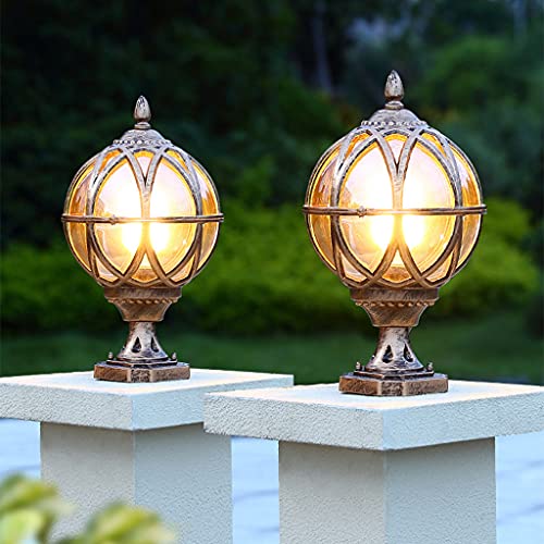 WEYCNCRIUF Postes de luz para ambientes externos, lanterna exterior de bronze vintage com base de mo