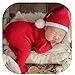 Vemonllas Newborn Photography Christmas Outfit Newborn Baby Photoshoot Props Santa Elf Boy Girl X-mas Photo Posing Set (Red 3#)