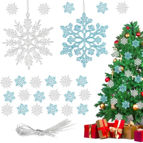 24 Stück Schneeflocken Weihnachten Deko, Weihnachtsbaumschmuck...