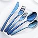 LCCDSD Bestecksätze 40 Stücke Besteck Set Edelstahl Besteck Messer Gabelgeräte Geschirr Western Food Drawdware Set Black Gold Silverware 8 Sätze Rostfreier Stahl (Color : Blue-8 Sets)