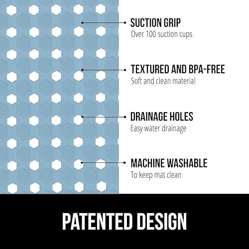 Vista 67 de Gorilla Grip - Alfombra de baño, ducha y bañera patentada, lavable a máquina, anti-bacteriana, sin BPA, látex, sin ftalatos, cuadrada, con agujeros