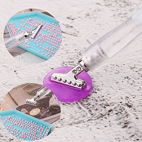 Heyseri 16 Pieces Diamond Painting Pen Accessories, 45° Ergonomic 6 Pieces Stainless Steel Tips Handmade Diamond Art Drill Pen For Art Craft, White #TOP4