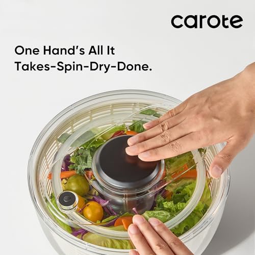 image for CAROTE 3.8 Qt Salad Spinner Small Lettuce Spinner Plastic Vegetable Fr