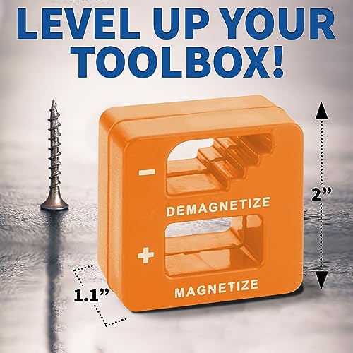 MeasuPro Demagnetizer and Magnetizer for Screwdrivers Tips, Bits, and Small Tools, Large or Big Screws, Drills, Drill Bits, Sockets, Nuts, Bolts, Nails and Precision Construction Tools - Orange