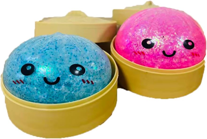 2Pcs Dumpling Stress Relief Balls, Soft Squeeze Fidget Ball, Stress Relief Ball for Party Favors and Relaxation Gifts-Dia-2.3in