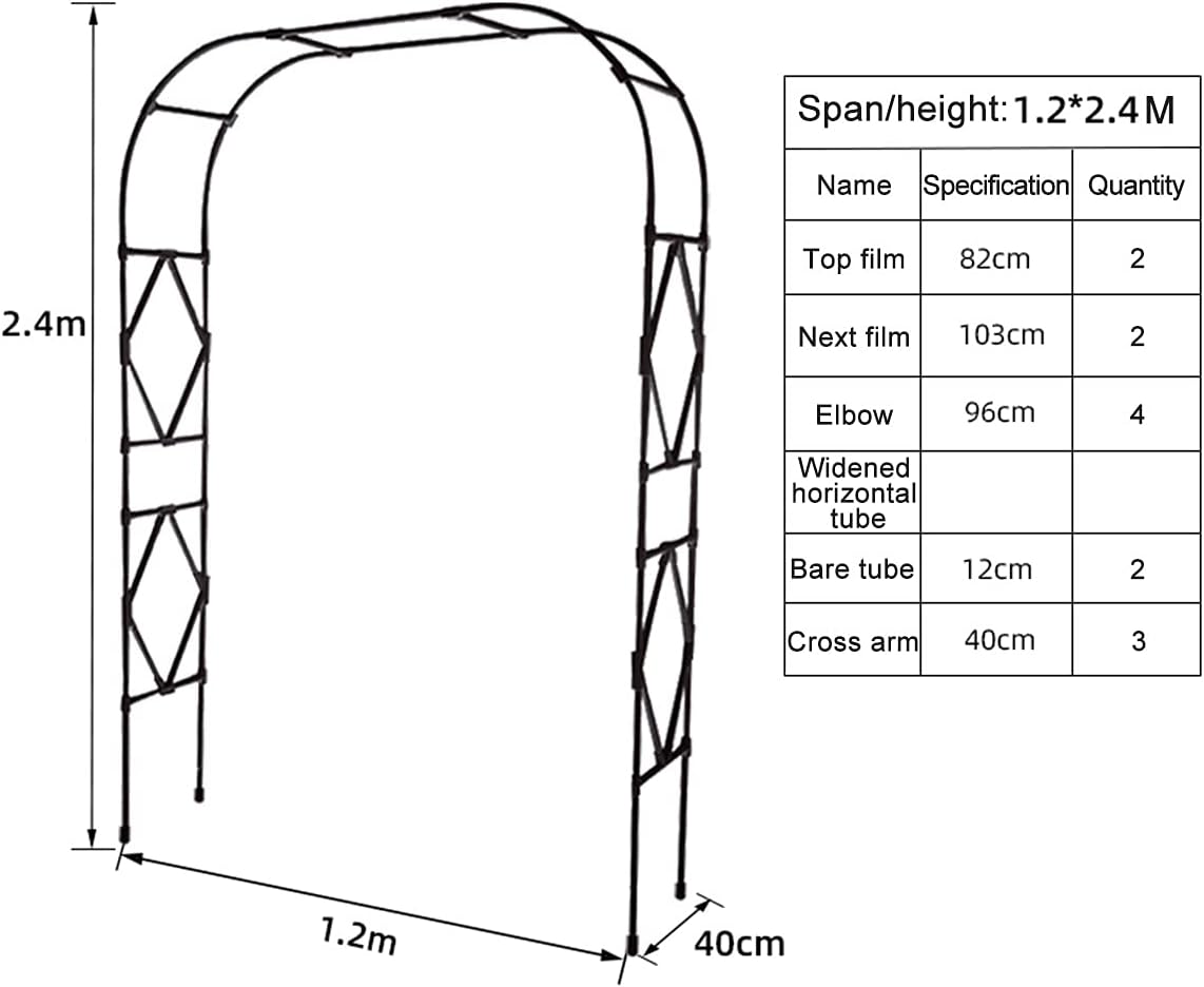 Outdoor Garden Arches Metal Garden Arch Frame Rose Flower Arch Frame Plant Climbing Archway Iron Weather-Proof Support Decoration for Wedding Garden Black/White (White 1.2x2.4m)