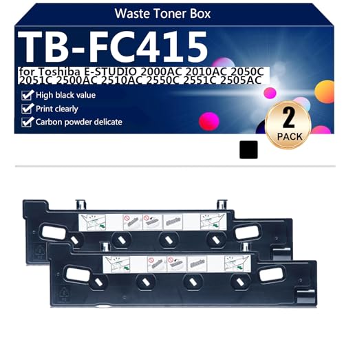 aauot TB-FC415 2010AC Caja de Tóner Residual de Alto Rendimiento Compatible para Toshiba E-Studio 2000AC 2010AC 2050C 2051C 2500AC 2510AC 2550C 2551C 2505AC Impresoras, Clear and Sharp,Black-2 Pack