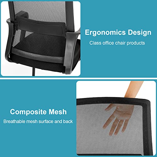 Yssoa Task Office Guest Chair With Lumbar Support And Mid Back Mesh Space Air Grid Series For Reception Conference Room, Stationary, Black (2 Pack) #TOP6