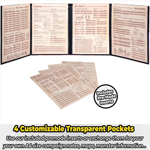 Dnd Dm Screen 5E - D&D Dungeon Master Screen Full Color Print With Customizable Inserts - Dungeons And Dragons Gm/Game Master Accessories Gift For Man Or Woman. Hide Your Dice Rolls, Maps & Books. #TOP2