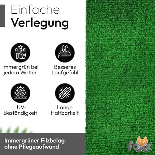 Kunstrasen 100x200 – Wetterfester Outdoor Teppich in Grün für Balkon, Terrasse & Garten | Robuster Filz Teppichboden als Rasen-Alternative