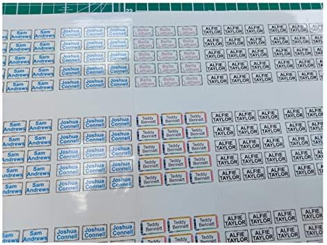 Clothes Stick On Name Labels - Washable No-Iron Personal Permanent Stickers for School Uniform, Children, Day Care, Nursery, Care Homes