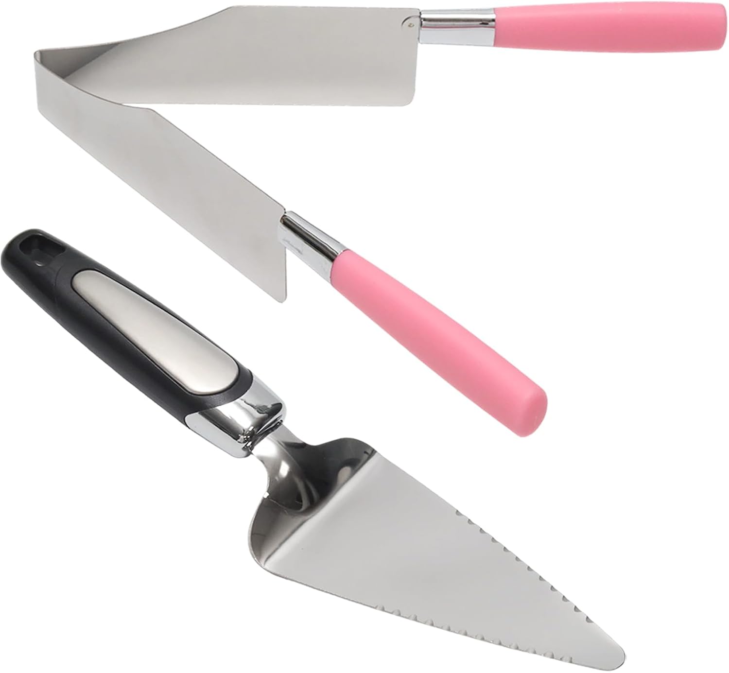 2 Pcs Stainless Steel Multi Function Pink Cake Cutter and Server