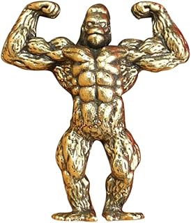 DOITOOL 真鍮製ゴリラ置物 6.5×5.6×2.8Cm 筋肉ゴリラ彫像 デスクトップ装飾 インテリア小物 野生動物フィギュア プレゼント向け