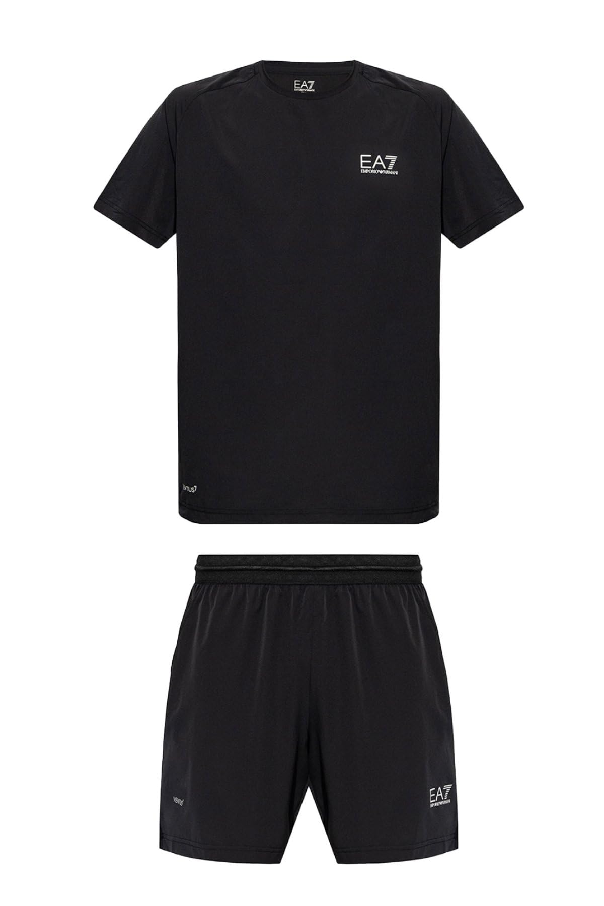 EA7 Men's Logo Ventus Shorts and T-Shirt Set, Black/White, L