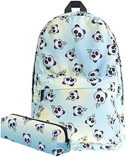 KooJoee Canvas Unisex Emoji School/Hiking/Travel/Camping/Laptop Backpack/Book Bags/Daypacks for Kids/Girls/Boys/Teenagers/Women(Free Pencil Bag) (Panda)