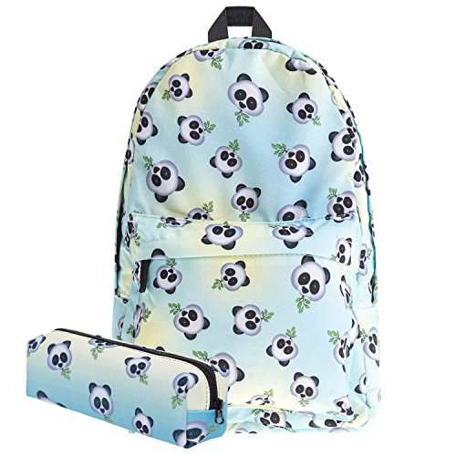 KooJoee Canvas Unisex Emoji School/Hiking/Travel/Camping/Laptop Backpack/Book Bags/Daypacks for Kids/Girls/Boys/Teenagers/Women(Free Pencil Bag) (Panda)