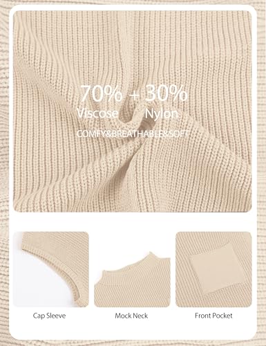 Himosyber Women's Solid Sleeveless Vest Mock Neck Cap Sleeve Knitwear Sweater Tops4