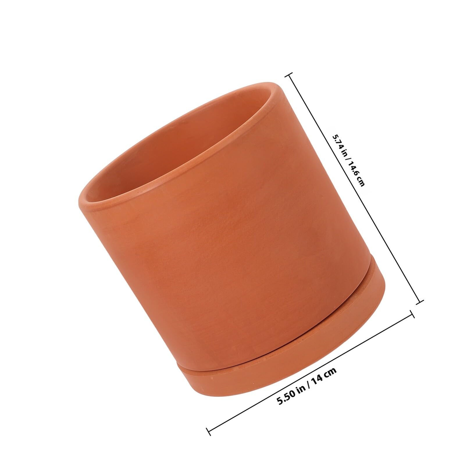 TOYANDONA Maceta de Barro Cilíndrica Naranja para Suculentas con Diseño Transpirable y Autorriego, Adecuado para Jardinería y Plantas de Exterior