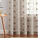 Embroidered Crushed Sheer Curtain Set (63 inch Long, Natural)