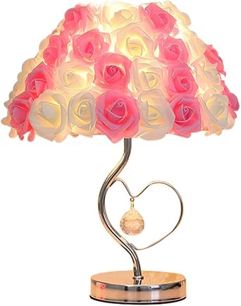 Rose Flower Table Lamp, Romantic Bouquet Lamp Bedside Night Light Artificial Rose Gift for Valentines Dating Party Home Bedroom Wedding Decor Yellow Pink