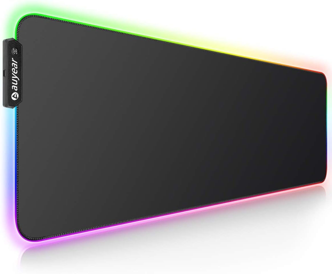 AUYEAR RGB Gaming Mouse Pad Large with Luminescent Fiber,Portable Extended Mouse Mat [Extended Mousepad],Non-Slip Rubber Base Computer Keyboard Pad Mat [31.5 X 12 Inch],Gaming Desk Mat for Gamer