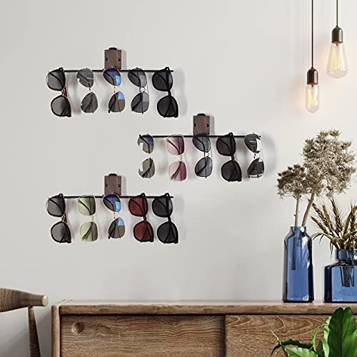 image for J JACKCUBE DESIGN Wall Mount Wooden Sunglasses Storage Organizer, Set 