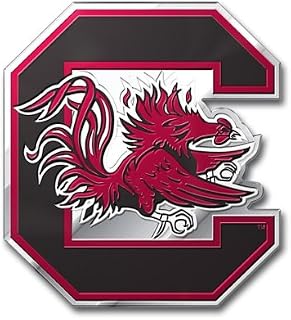 FANMATS 60556 South Carolina Gamecocks Heavy Duty Aluminum Embossed Color Emblem, Auto Emblem Decal