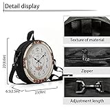 Sannovo Women Novelty Round Clock Shape Zippered Clock Purses for Women Tote Handbag Shoulder Bag, Gift for Mom Girlfriend, 10-clock With Rose-off White, L - Image 6