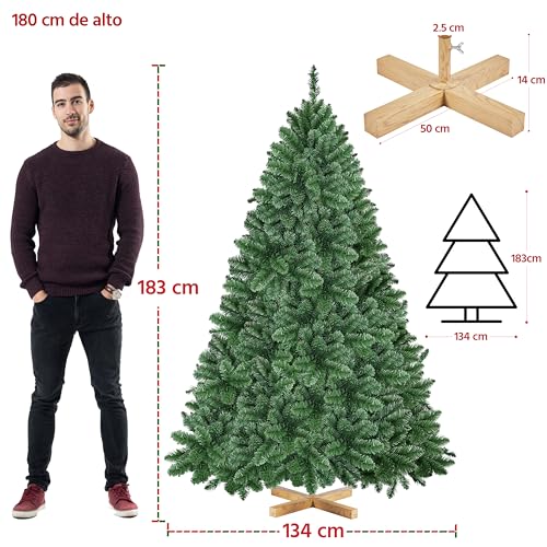 Miniatura 4 de Yaheetech Árbol De Navidad Artificial De 183 Cm Con 903 Puntas, Resistente Al Fuego, Pvc, Incluye Soporte De Metal Con Vetas De Madera De Abeto, Color Verde