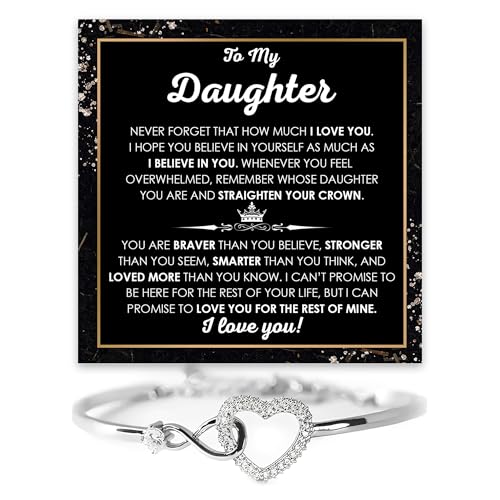 To My Beautiful Daughter Star Heart Bracelet – Adjustable Bracelet With Inspirational Message, Great Gift For Teen Adult Daughter, Elegant Keepsake For Any Birthday, Christmas, Graduation