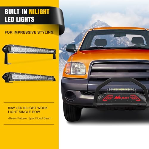 Nilight Bull Bar&License Plate Hole with LED Light Bar Compatible with Toyota Tundra 1999-2006 for Toyota Sequoia 2001-2007 Truck Brush Guard, Front Bumper Push Bar w/Grille Skid Plate Light Mount by Nilight - Image 4