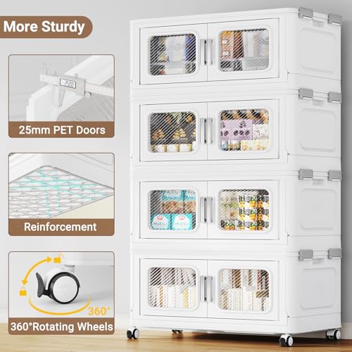 Image of BROVIEW 600 Qt Extra Large Stackable Storage Bin with Lids, 4 Pack White
