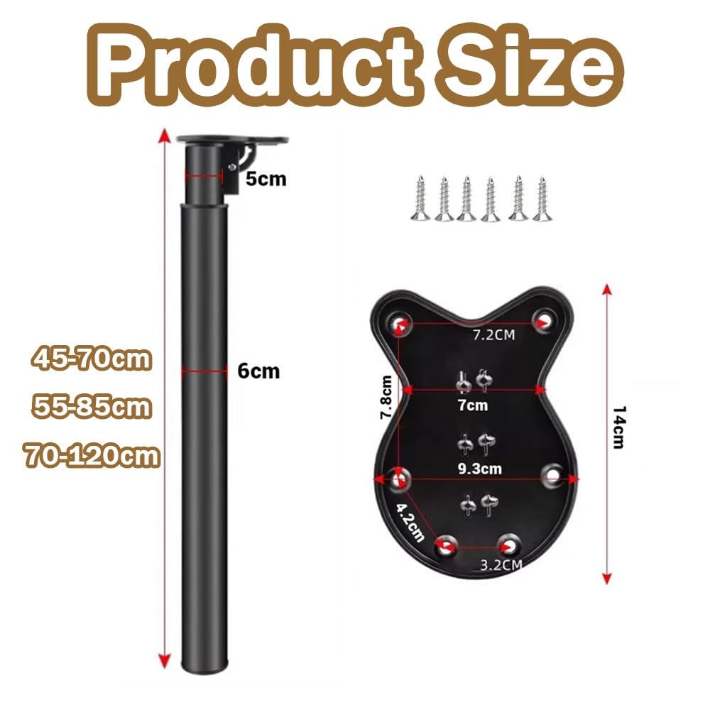 Gamba Per Tavolo Pieghevole In Acciaio, Gamba Di Mobili Telescopico 70-120cm Piedini Di Supporto Altezza Regolabile Per Scrivania, Tavolo Da Pranzo(Black,70-120cm/27.5-47in)