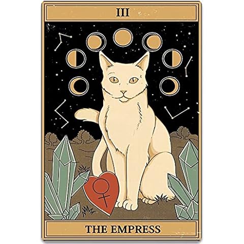 UOAIUDT Tin Sign The Empress Cat Tarot Retro Aluminum Metal Poster Wall Decor Bar Cafe House Home Furnishing Shop Decoration Plaque Mural 8x12 Inches Cover