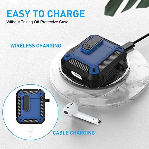 Maxjoy For Airpods Case Cover, Airpods 2 Protective Case With Lock Gen 2 Military Hard Shell Rugged Shockproof Cover With Keychain Compatible With Apple Airpods 2Nd Airpods 1St Generation, Blue #TOP3